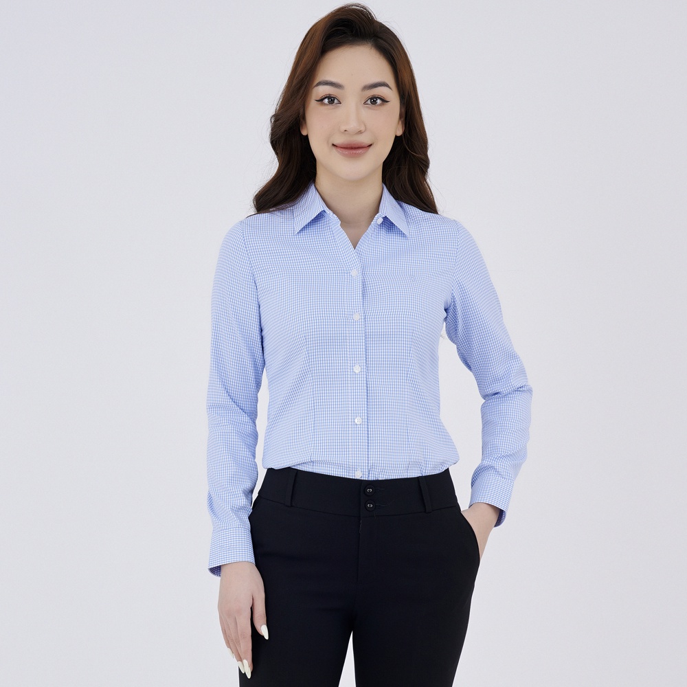 Áo sơ mi nữ Thái Hòa Shop tay dài họa tiết caro nhỏ 381 - 3 MÀU SẮC