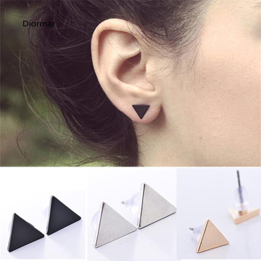 Đôi khuyên tai kim loại hình tam giác đơn giản thời trang cho nữ