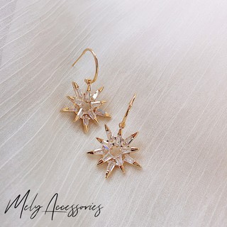 Bông tai pha lê hình tia sáng mặt trời - mely 1303