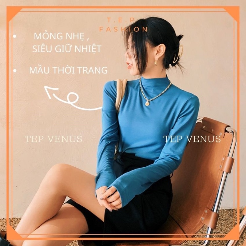 Áo Giữ Nhiệt Nữ Trơn, Áo Thun Dài Tay Body Cổ 3 Phân Nữ Nhiều Mầu Phong Cách Hàn Quốc Tep Fashion - AGN003