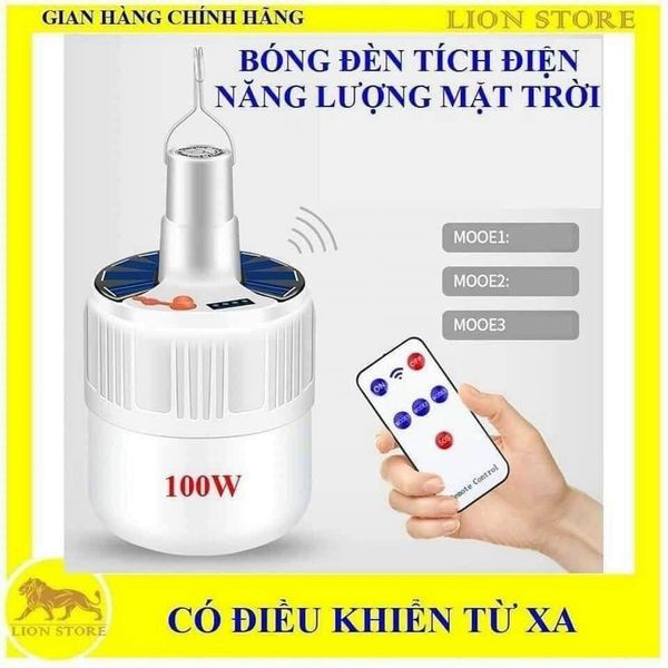 Bóng đèn Led tích điện năng lượng mặt trời siêu sáng Có Điều Khiển Từ Xa_Sử dụng cho hội, chơ, sân vườn