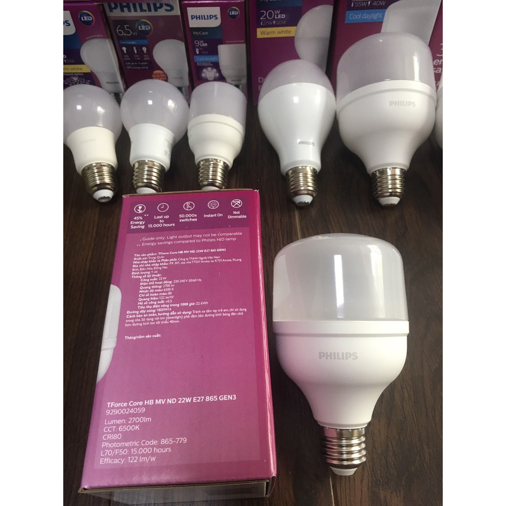 Bóng đèn Led Bulb trụ Hi-lumen Philips E27- 22w,30w,40w,50w . Chất lượng sáng cao, Tiết kiện điện