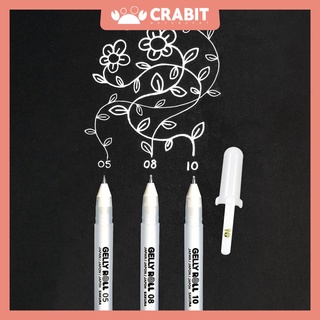 Bút Gel Sakura Trắng - Gelly Roll, đánh bóng, phác thảo, bút viết giấy đen Crabit