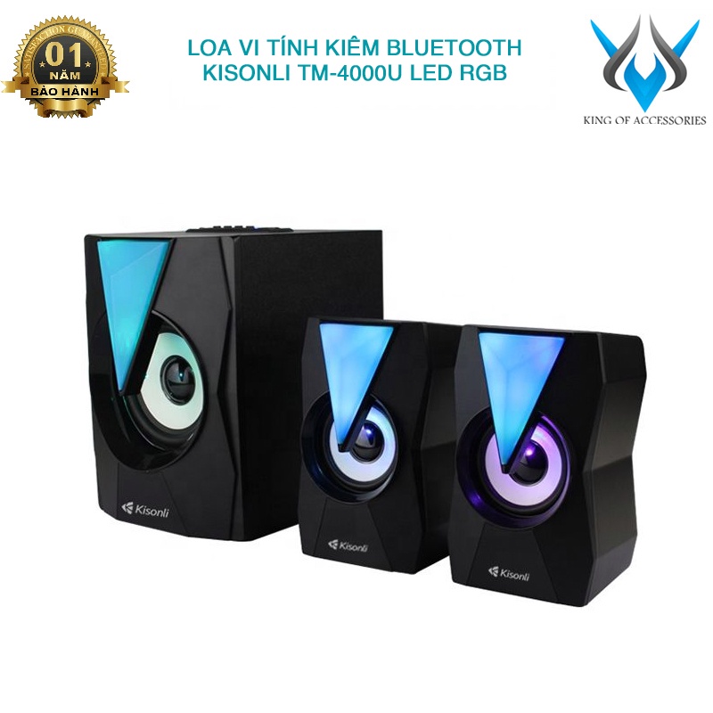 Loa vi tính 2.1 kiêm bluetooth Kisonli TM-4000U led RGB hỗ trợ USB/TF/Thẻ nhớ (đen) Phụ kiện 1986