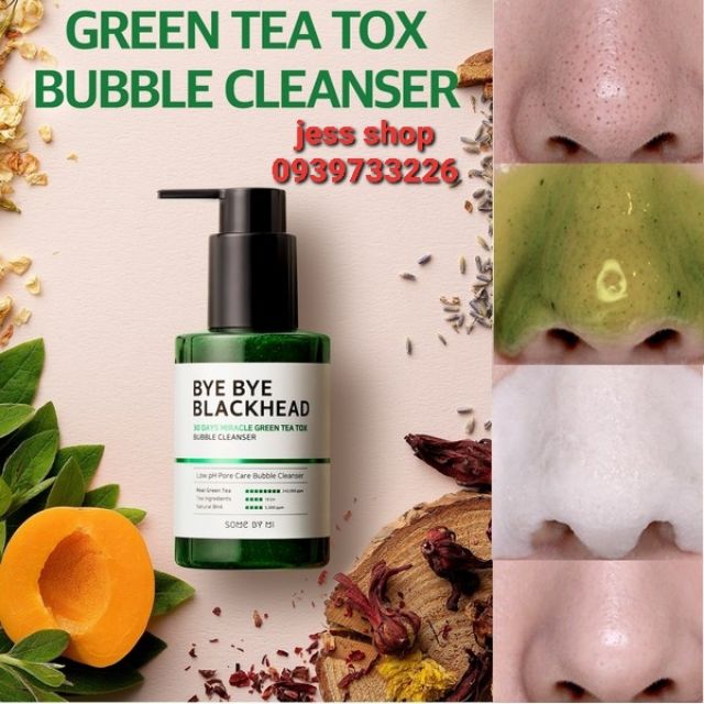 Sữa Rửa Mặt Sủi Bọt Some By Mi Bye Bye Blackhead 30 Days Miracle Green Tea Tox Bubble Cleanser 120g