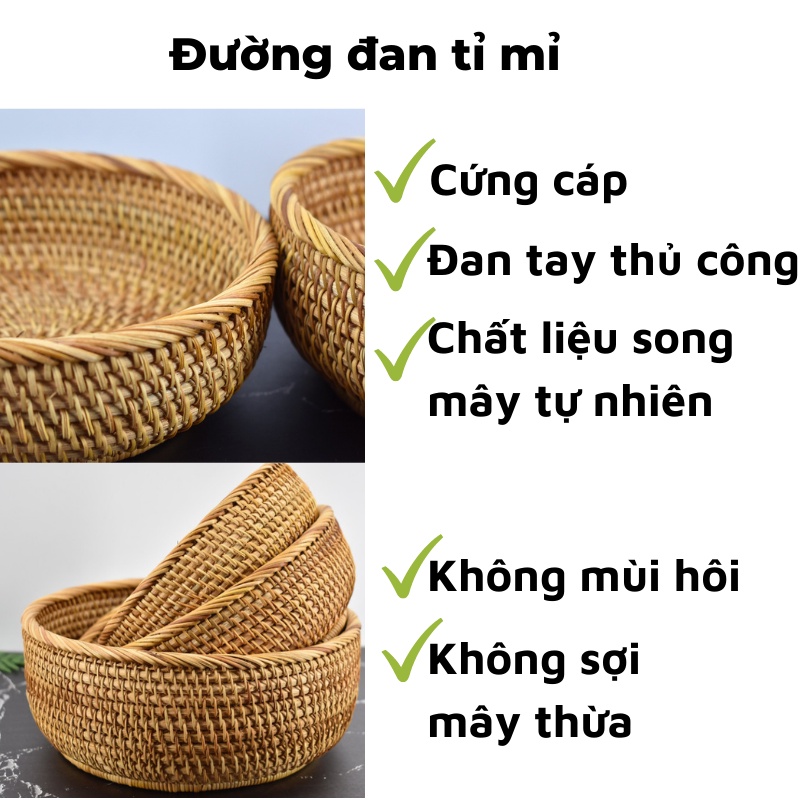 Bát mây tre đan Tre Làng đường kính 20cm - 26cm