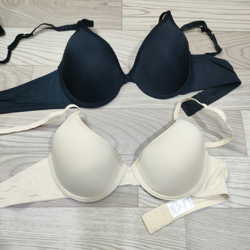 Áo ngực mút mỏng không đệm có gọng màu đen, da