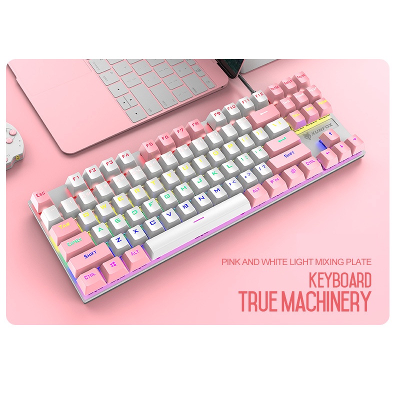 Bàn Phím Cơ Gaming K80 LED RAINBOWSChế Độ Nháy Cực Đẹp, Phím CƠ Gõ Siêu Đã, Thiết Kế Nhỏ Gọn Dùng Cho Máy Tính, Laptop