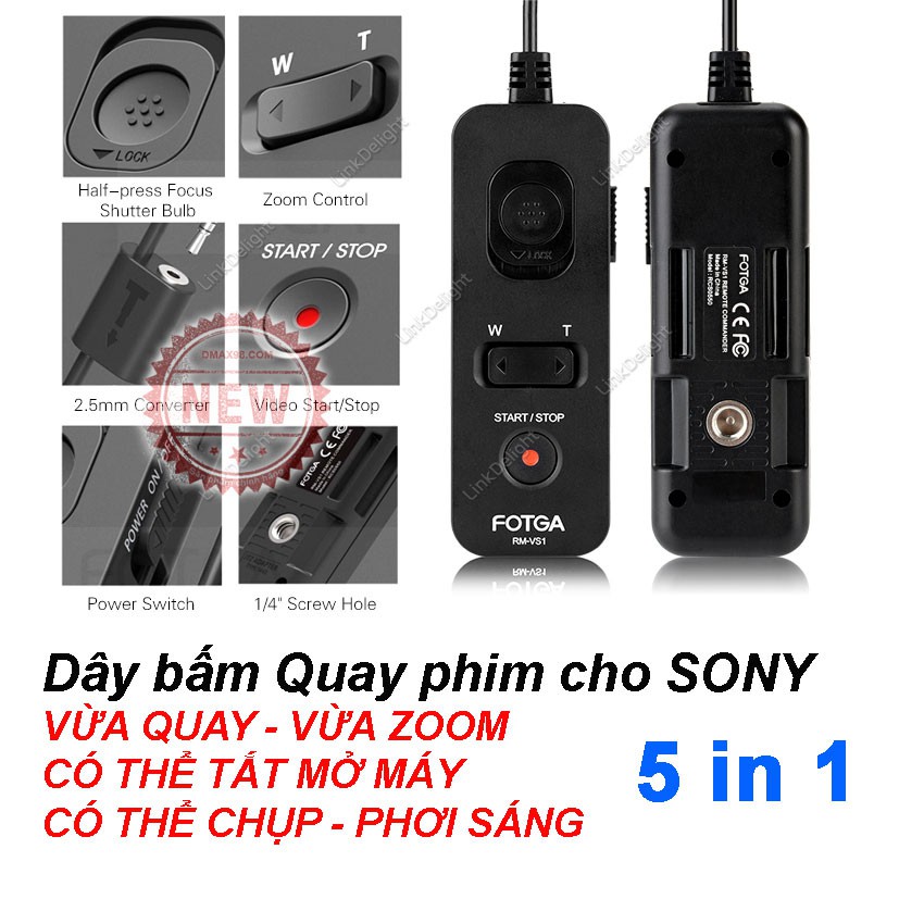 [CÓ SẴN] [CÓ BẢO HÀNH] Remote RM-VS1 - Chụp ảnh - Quay phim - Zoom xa gần cho máy ảnh Sony - Fotga