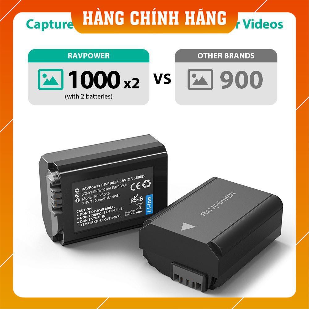 [FreeShip – Hàng Chính Hãng] Bộ pin sạc máy ảnh Sony NP FW50 1100 mAh RAVPower RP-PB056