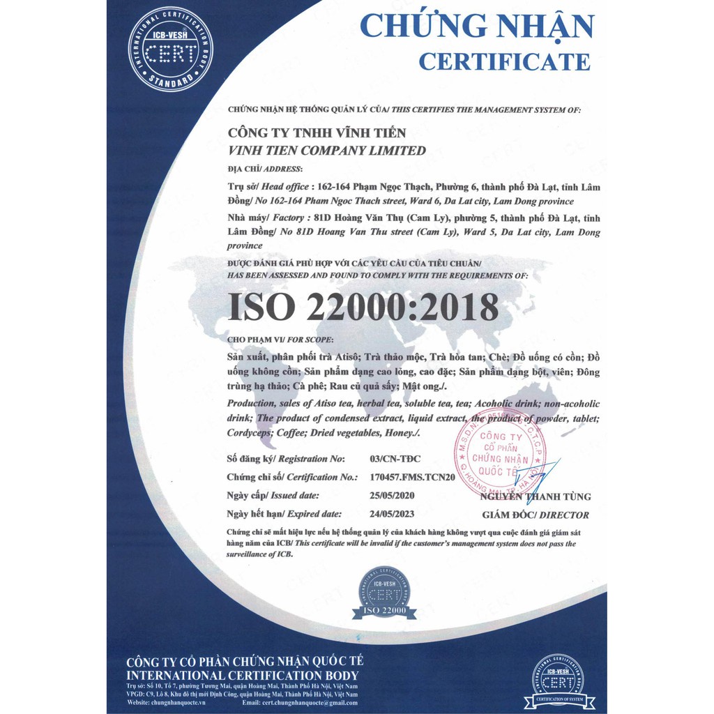 Trà Hoa Cúc túi lọc Vĩnh Tiến  - Hộp 20 túi.