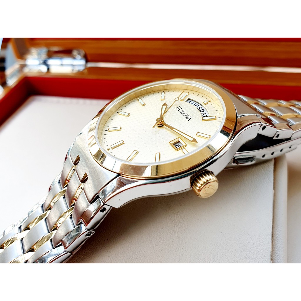 Đồng hồ nam chính hãng Bulova 98C60 Champagne Gold Dial - máy pin - kính khoáng