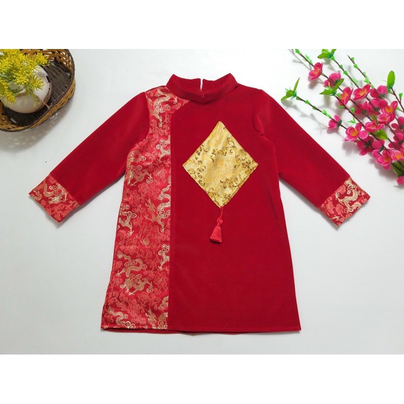 Áo Dài Nhung Gấm Cách Tân Bé Trai