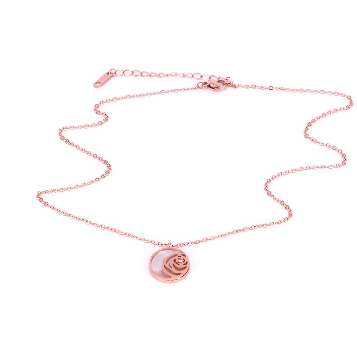 Dây chuyền nữ titan có mặt hình hoa hồng siêu cute, bền màu, chuẩn thời trang