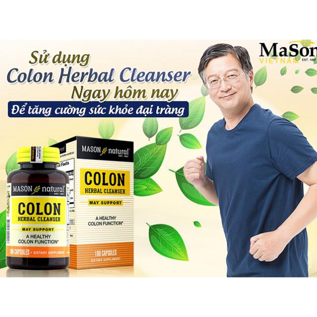 Viên Đại Tràng Colon Herbal Cleanser Mason Natural - Hỗ Trợ Điều Trị Viêm Đại Tràng, Tăng Thải Độc (Hộp 100 viên)