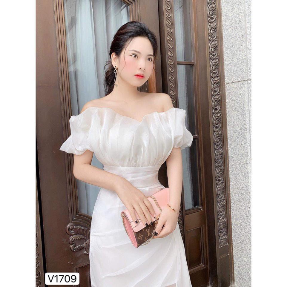 Đầm nữ Đầm body ôm 🌈 Đẹp DVC 🌈 Váy body trễ vai dự tiệc trắng _V1709 !