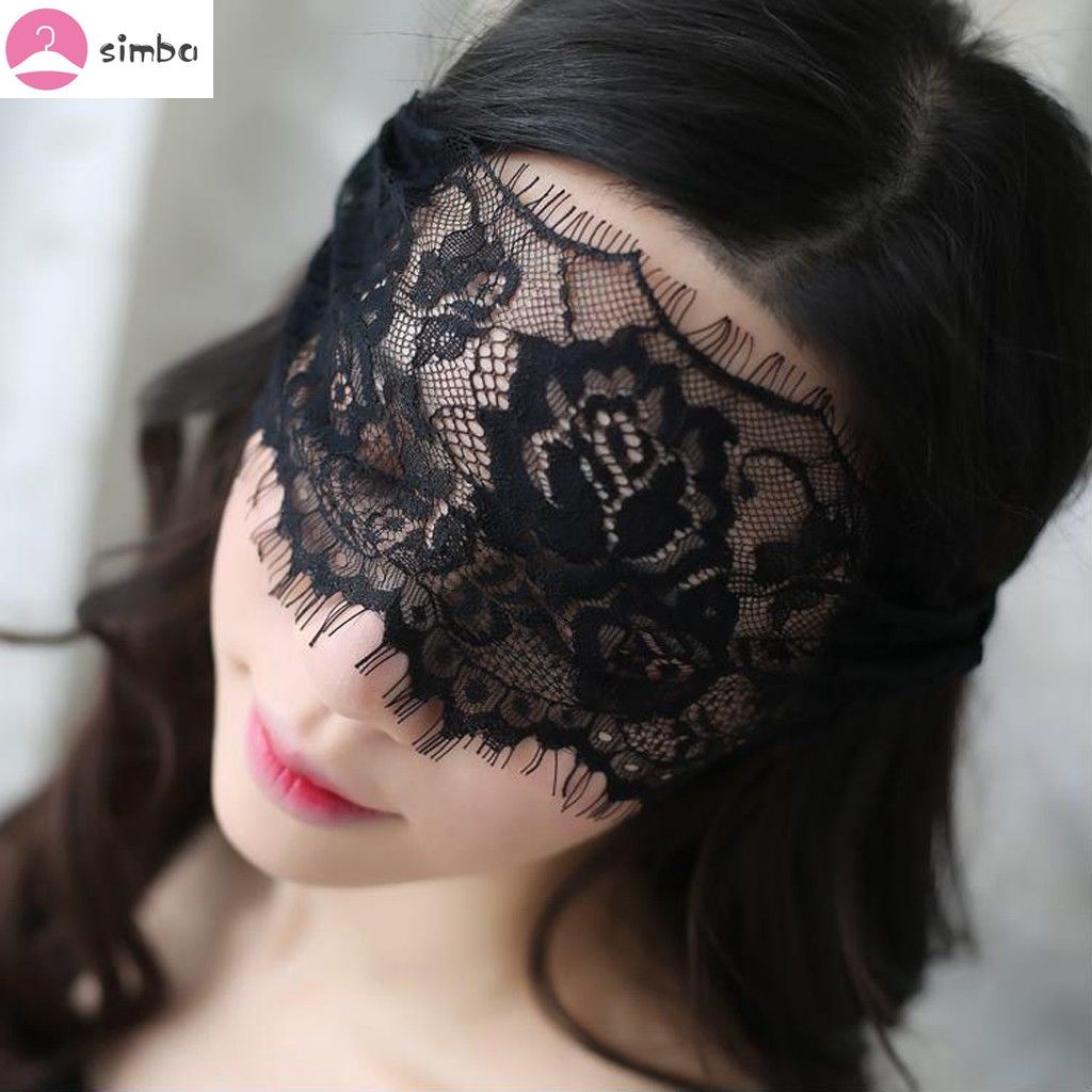 Đồ bịt mắt bằng vải lụa satin phối ren quyến rũ dành cho nữ đi ngủ