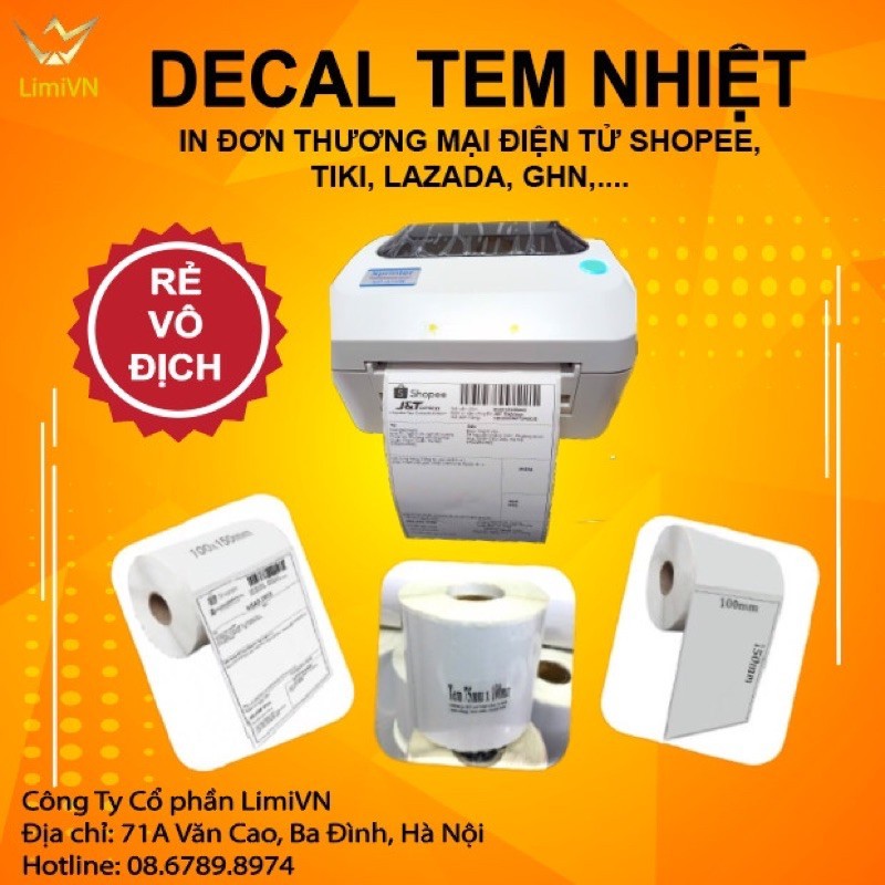 10 cuộn Tem in vận đơn Shopee 75x100x30m (Tem shopee)