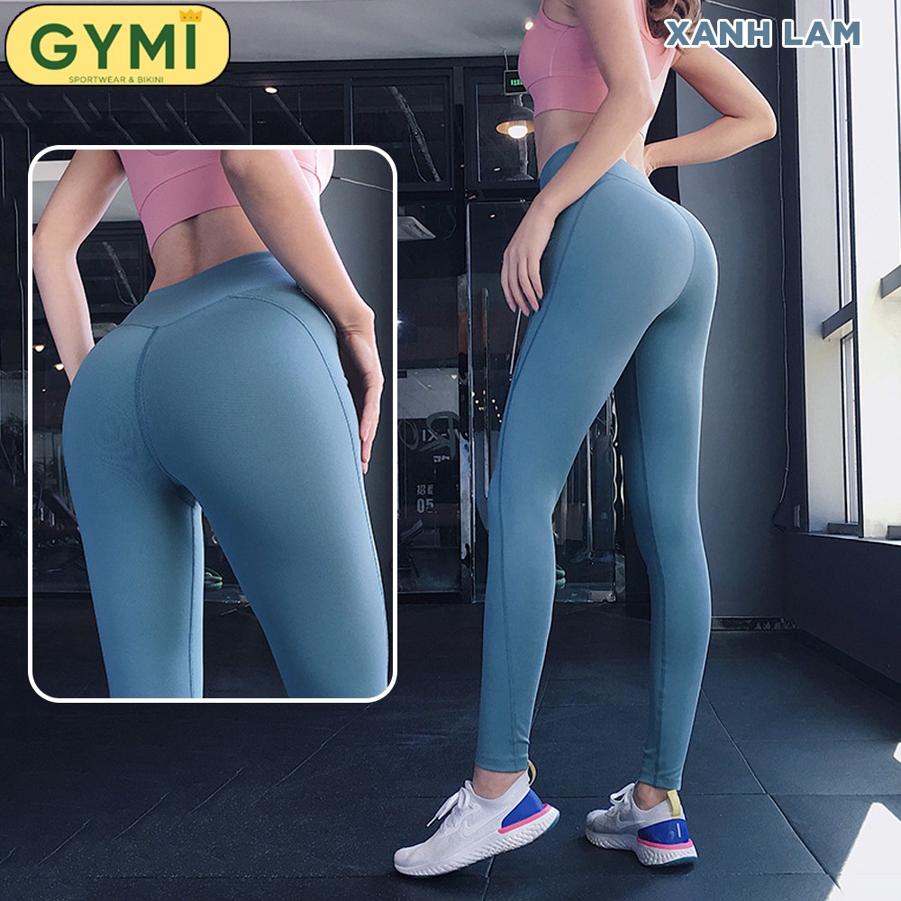 Quần tập gym yoga nữ thun mịn GYMI QD27 dáng legging lưng cao nâng mông chất liệu co giãn 4 chiều