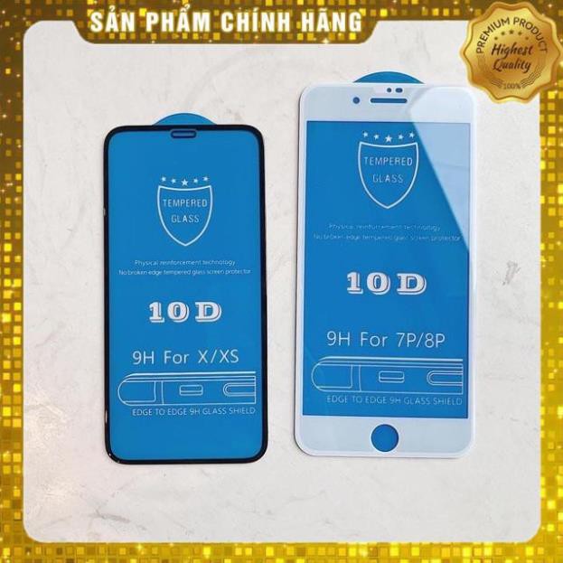 [ iphone 6 6plus 7 7plus 8 8plus x xr xs max 11 12 mini 12 Pro Max ] Kính cường lực 10D nền xanh full màn