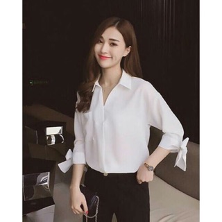 Áo sơ mi tay nơ dễ thương