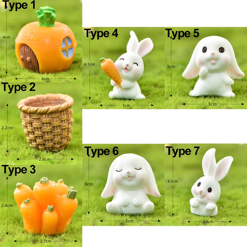 Đồ trang trí Thỏ Hoạt Hình Mini Bằng Nhựa Resin Dùng Trang Trí Tiểu Cảnh / Chậu Cây Bonsai Diy