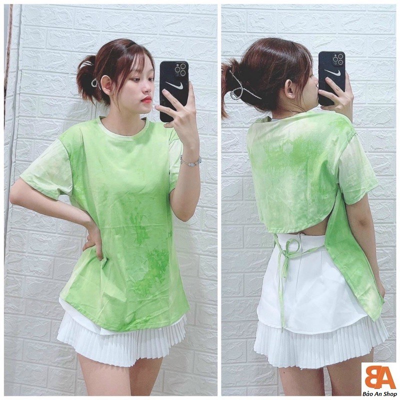Áo thun nữ kiểu hở lưng phối dây cột from rỗng ( hàng y hình)