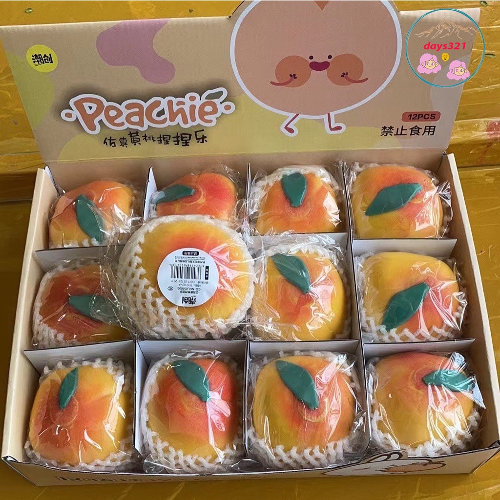 Squishy QUẢ ĐÀO MÀU VÀNG Mochi mềm mịn dễ thương chân thực giảm stress co dãn đàn hồi ngộ nghĩnh bóp giải trí