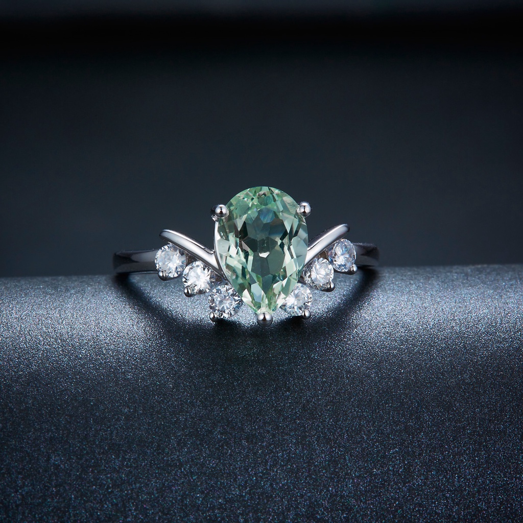 Nhẫn Mạ Bạc 925 Đính Đá Thạch Anh Tím Tự Nhiên 1.7 Carats
