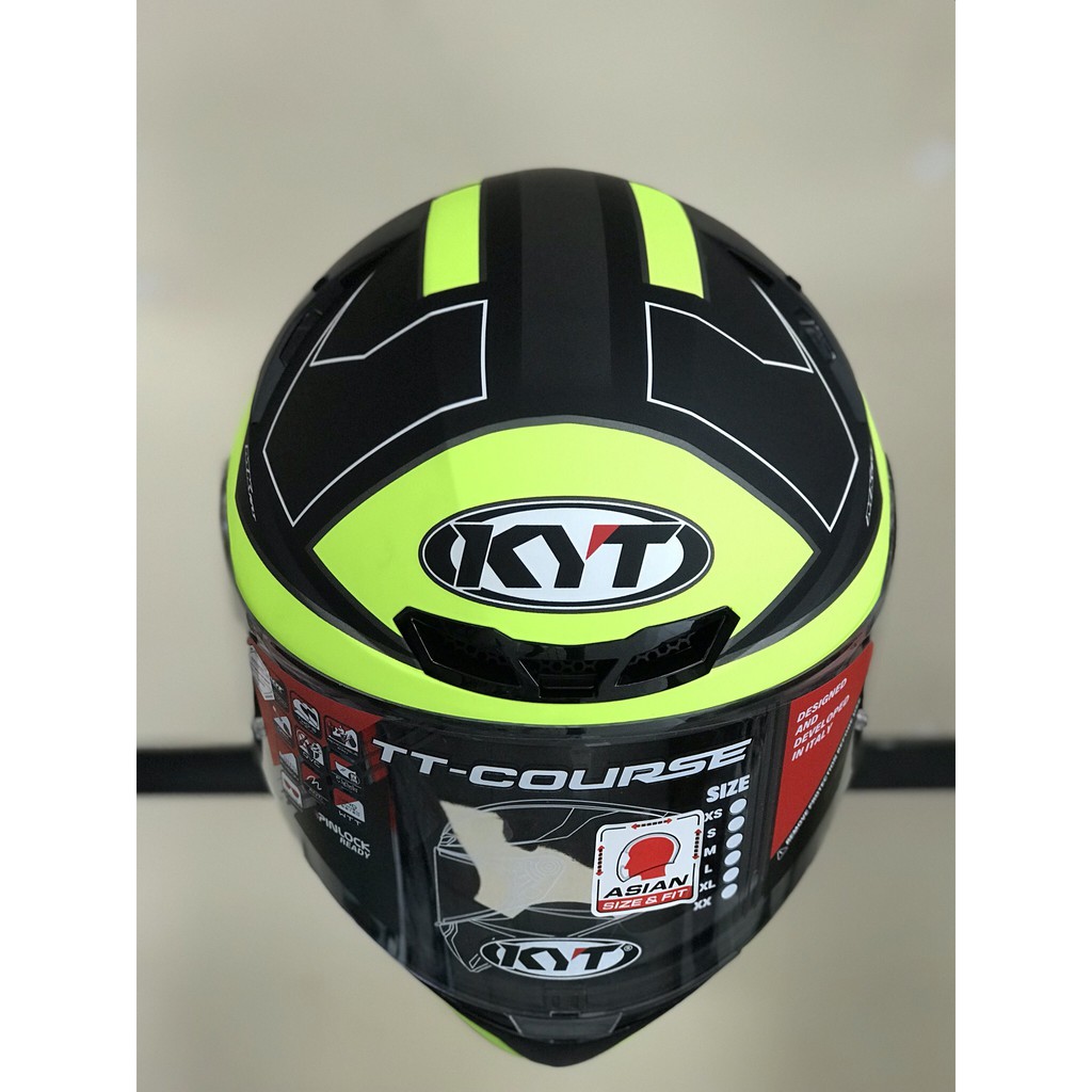 Nón bảo hiểm fullface KYT TT Course size M L XL chính hãng tem Electron black/yellow