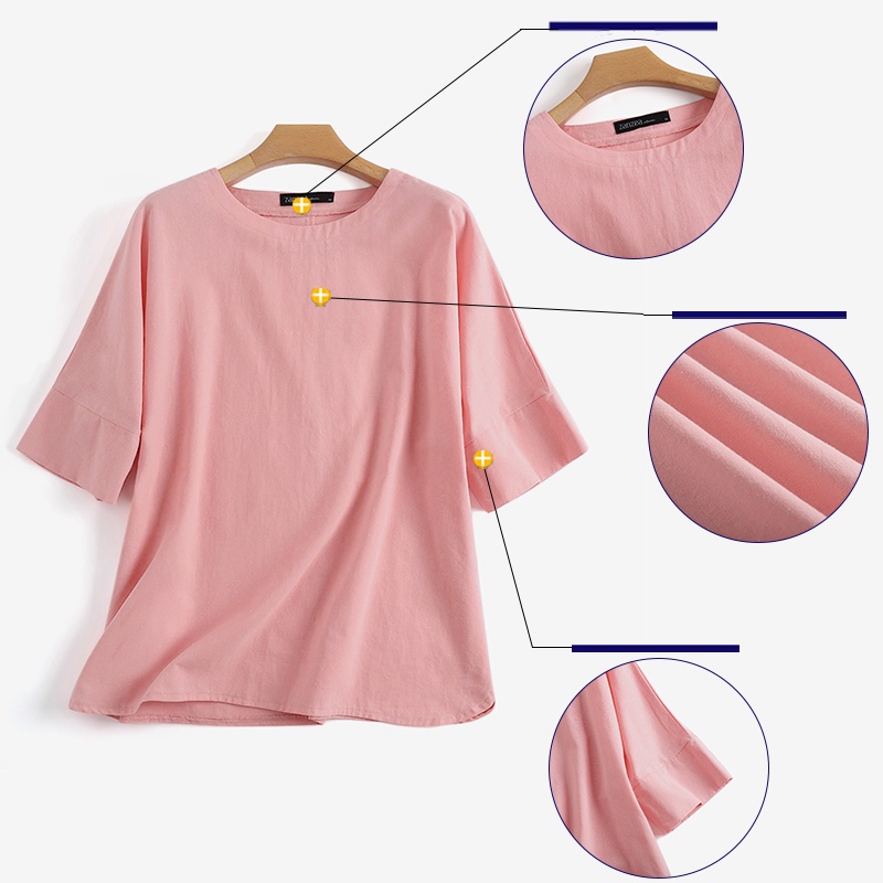 Áo thun ZANZEA tay lỡ xẻ tà thời trang dành cho nữ