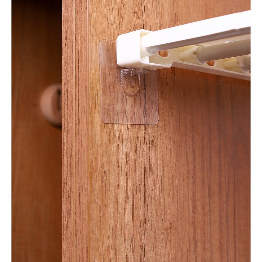 1 Miếng dán 7x7cm đỡ kệ gỗ trong tủ, móc dán tường chữ L kê thanh chia ngăn (HSN)