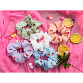 Cột tóc Scrunchies mẫu cherry kẹo ngọt