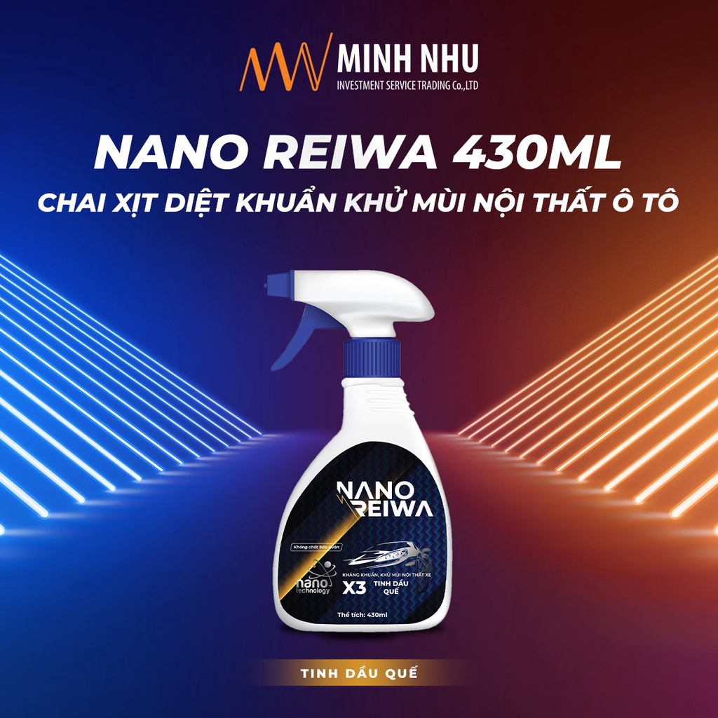 Chai xịt Diệt khuẩn khử mùi ô tô, khử mùi phòng karaoke, nhà hàng Nano Reiwa 430ml - Tinh dầu quế nguyên chất