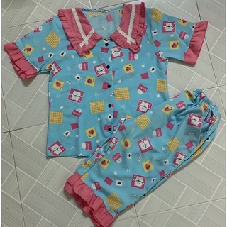 BỘ ĐỒ NGỦ PIJAMA LỤA 100D LỬNG PHỐI BÈO SIÊU XINH