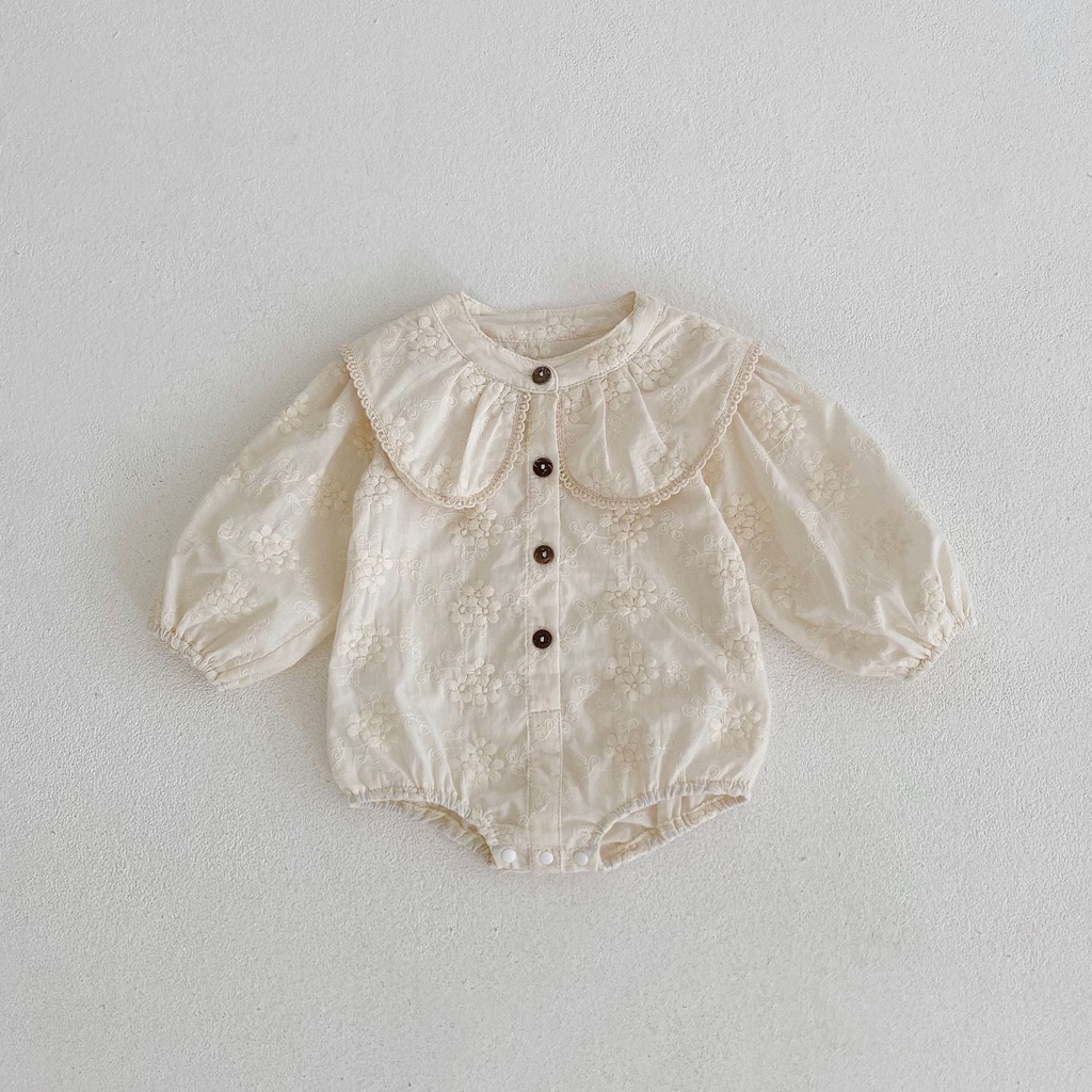 Áo Liền Quần Cotton Tay Dài Cổ Rộng Thêu Hoa Thời Trang Mùa Thu Mới 2022