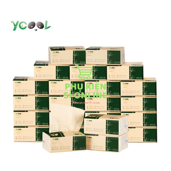 Thùng 30 gói/300 tờ/4 lớp Giấy ăn Gấu Trúc YCOOL/khăn giấy rút mịn, dai, không mùi, không chất tẩy trắng Store4girls