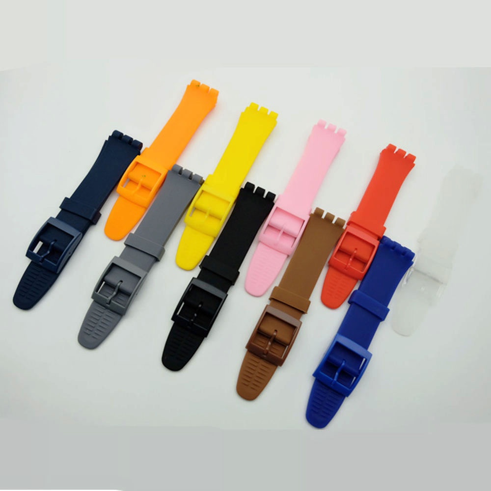 Dây Đeo Đồng Hồ Bằng Silicone Nhiều Màu Sắc Chống Thấm Nước Kích Thước 16mm 17mm 19mm 20mm Thay Thế Chuyên Dụng Cho Swatch