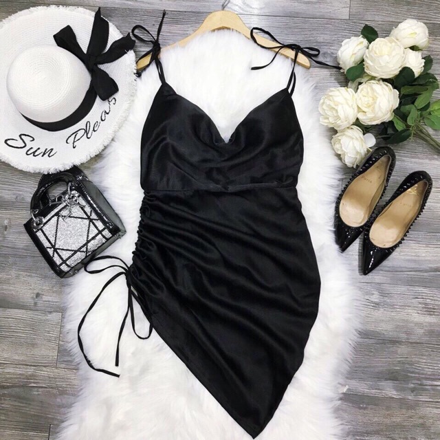 Đầm body 2 dây rút sexy phi thun và ảnh thật( kèm ảnh khách mặc) | BigBuy360 - bigbuy360.vn