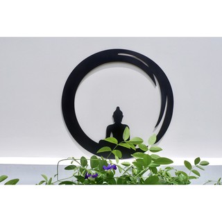 Tranh gỗ hình phật ngồi trong vòng tròn tâm linh (Zen circle)| 2 size 30-45cm| TPT002