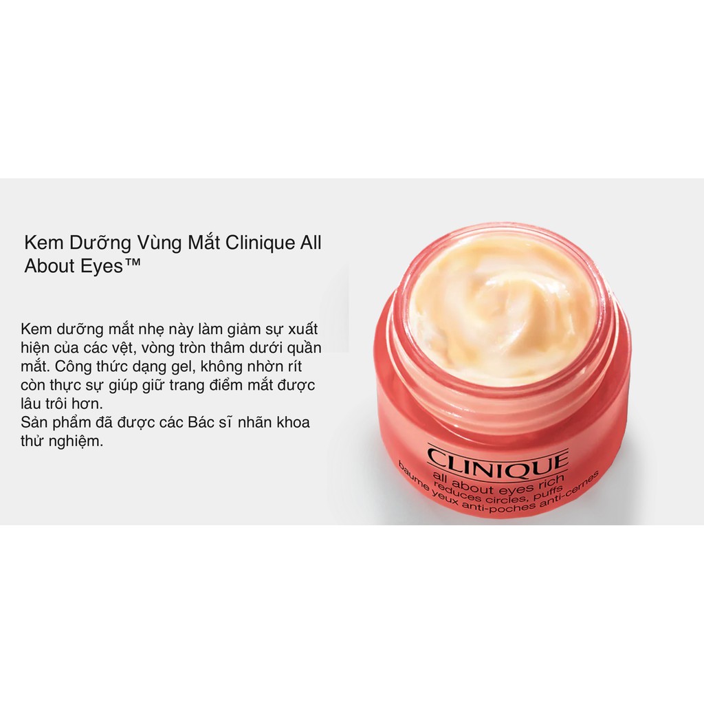 CLINIQUE - Kem dưỡng mắt All About Eyes 15ml