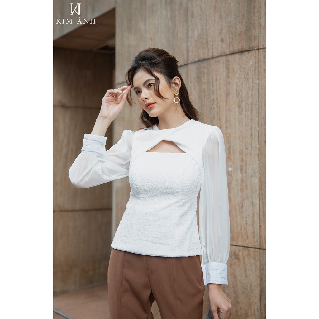 Áo Kiểu Thiết Kế Nữ, Áo Sơ Mi Nữ Công Sở Kim Ánh Rita Top Tay Dài Thanh Lịch | BigBuy360 - bigbuy360.vn