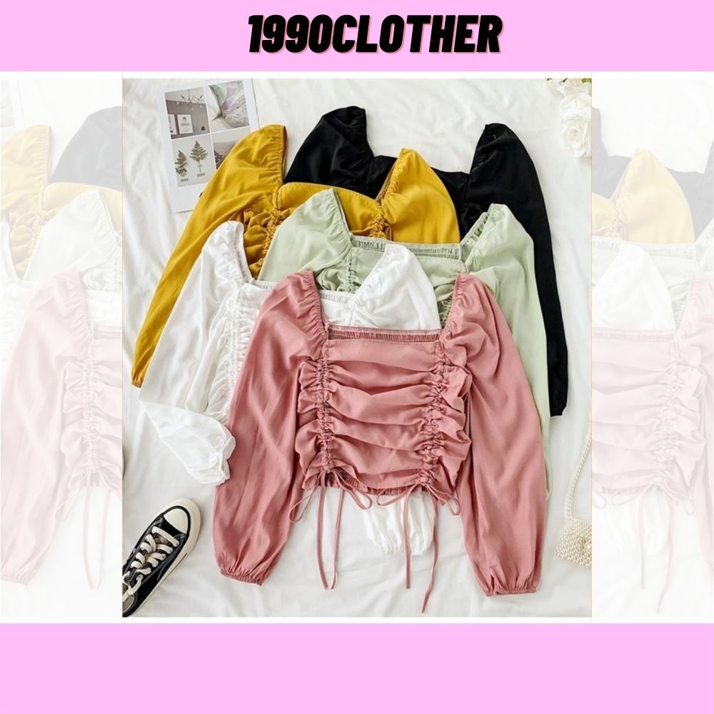 SPK- Áo kiểu nữ, áo nữ dây rút cổ vuông nhiều màu đủ size S M L New Brand SKUA-35