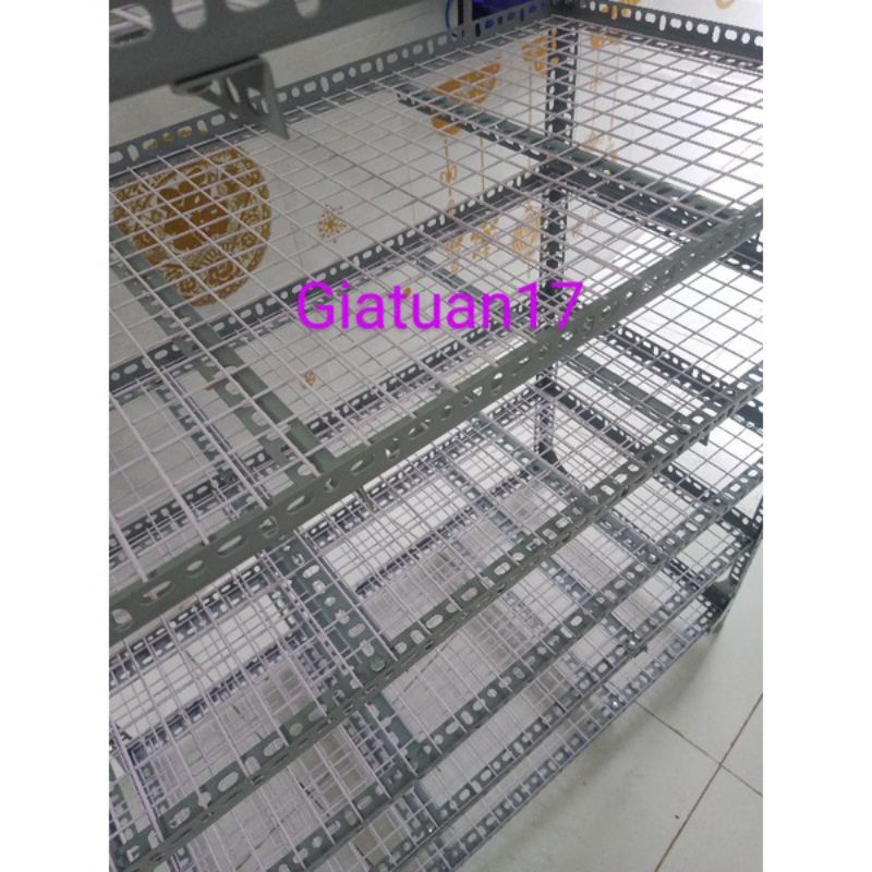Kệ V lỗ 4 tầng (rộng 40cm) (dạng vỉ lưới sắt) (dài ,cao nhiều kích thước)