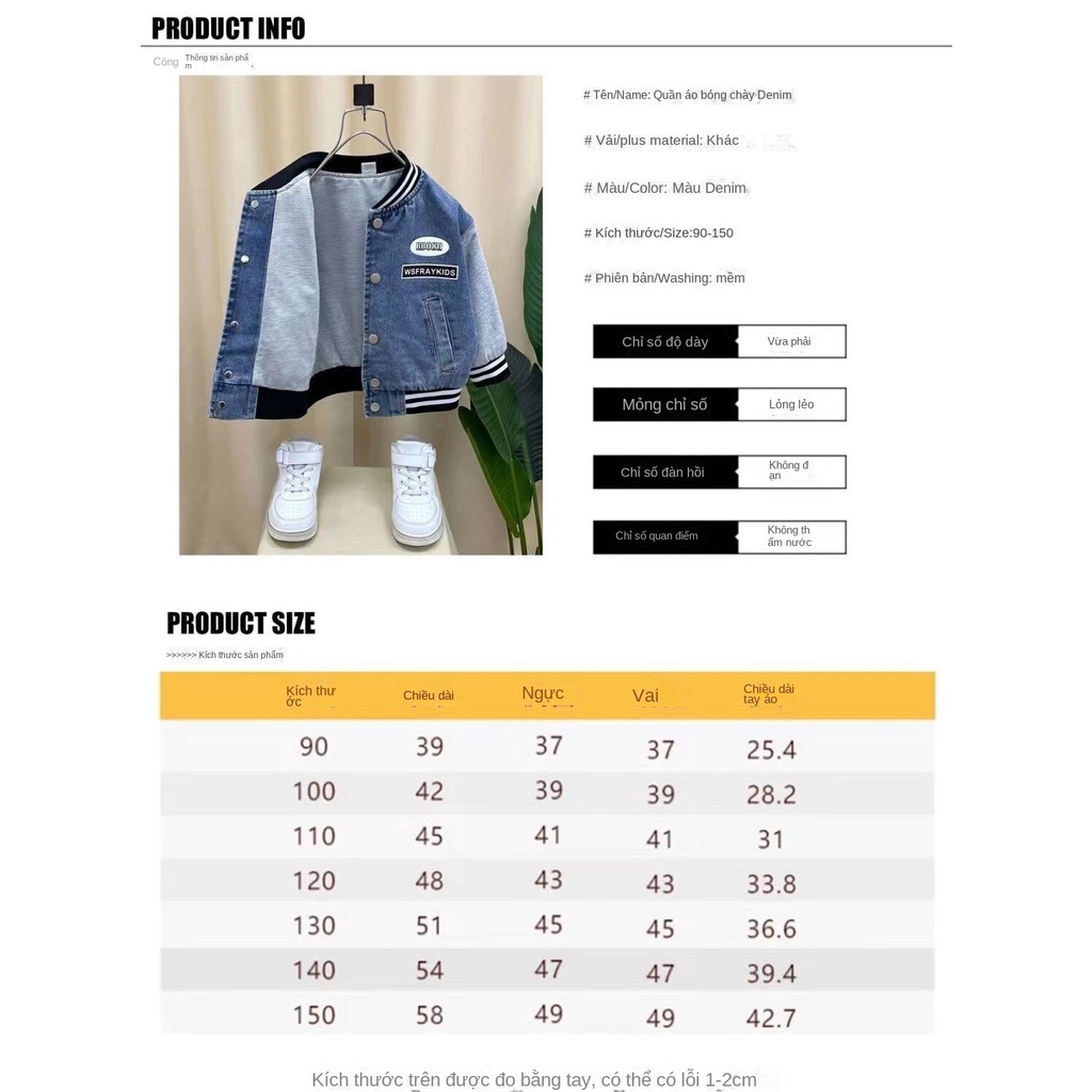 Áo Khoác Bóng Chày Chất Liệu Denim Phong Cách Mới Cho Bé Trai