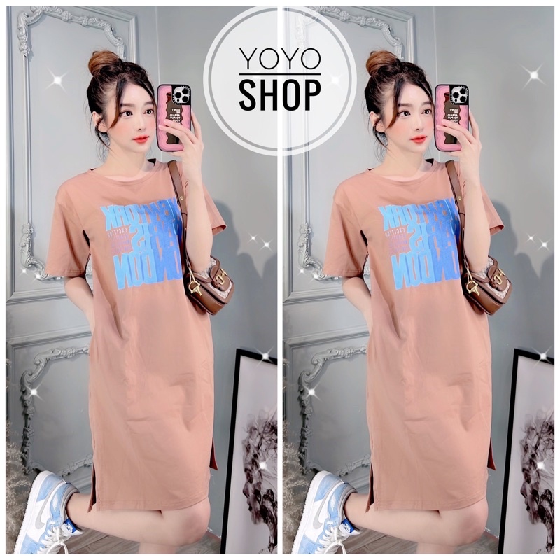 Đầm Bigsize Dáng Suông Thun Thái Cao Cấp Cổ Tròn Có Túi Xẻ Tà Form Từ 50-75kg | BigBuy360 - bigbuy360.vn