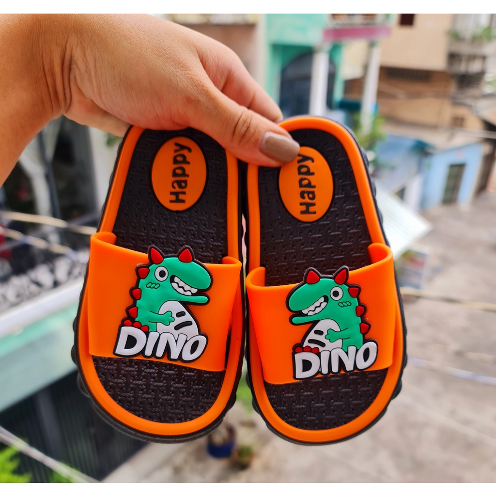 Dép bánh mì hình khủng long dễ thương cho bé trai bé gái đế gợn sóng