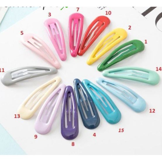 Kẹp tóc nhiều màu trơn hình giọt nước 5cm