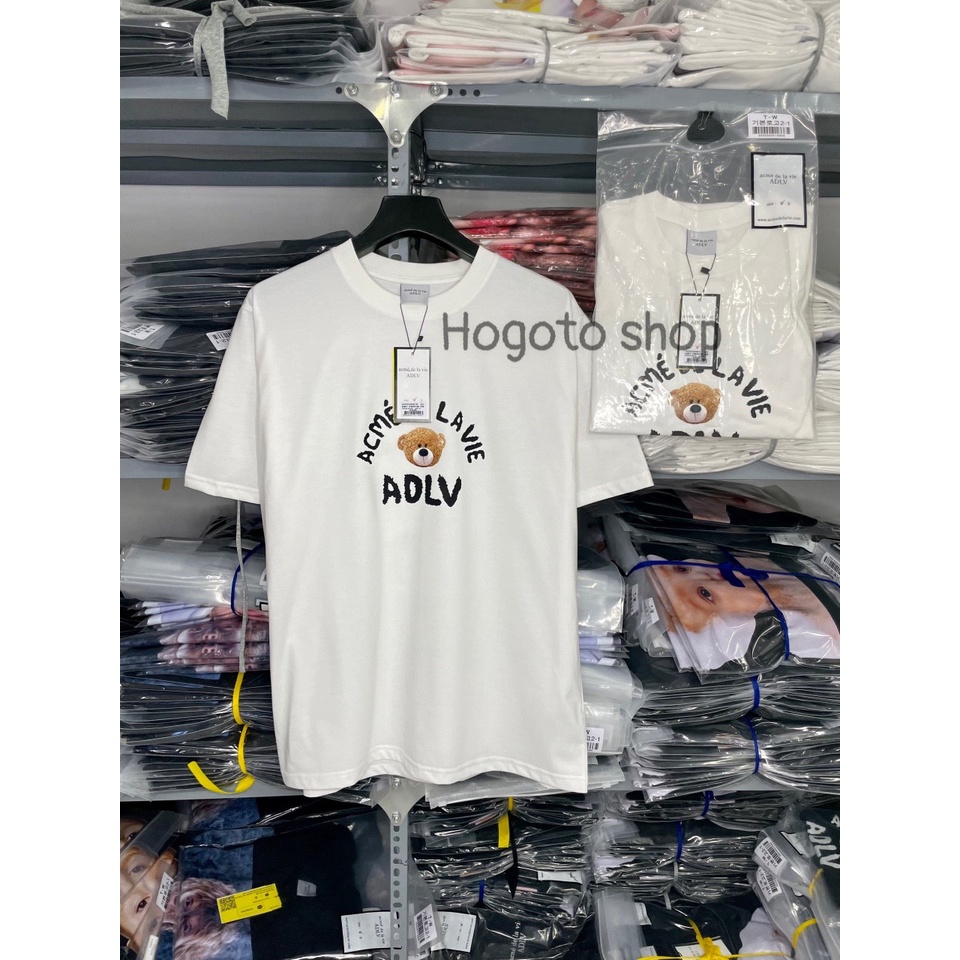 Áo thun tay lỡ ADLV Gấu Hogoto shop , Áo thun unisex nam nữ form rộng oversize chất liệu Cotton