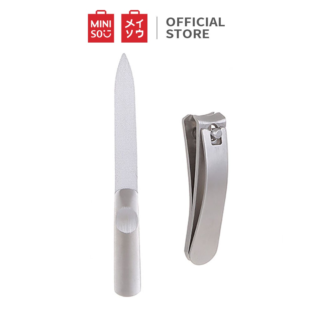 Bộ cắt móng tay 2 món không gỉ Miniso (Bạc)